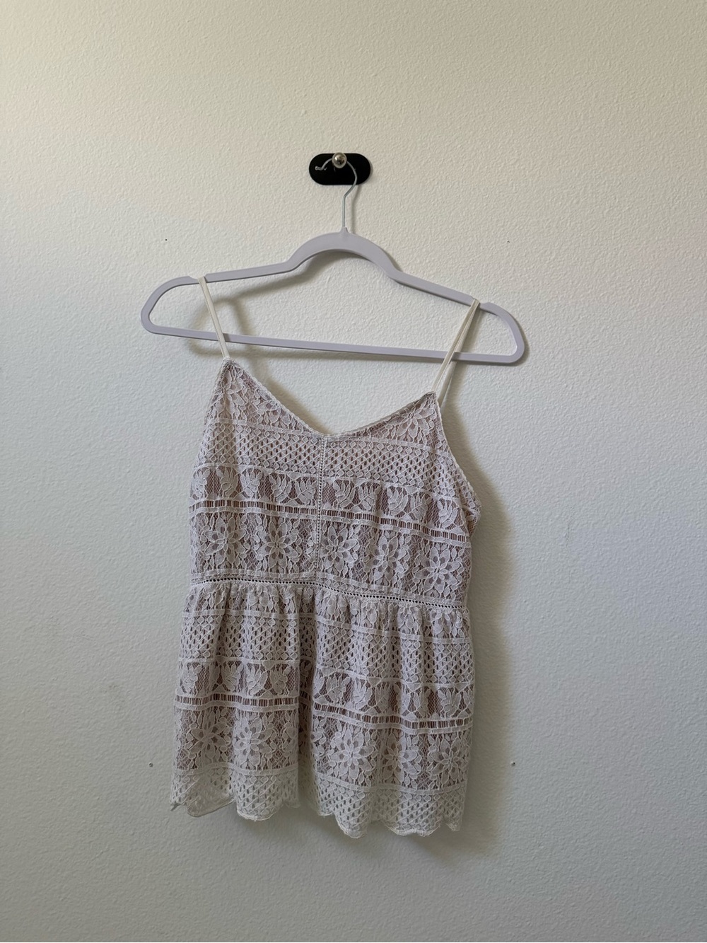 Maurices Cream Crochet Lace Camisole with Spaghetti Straps